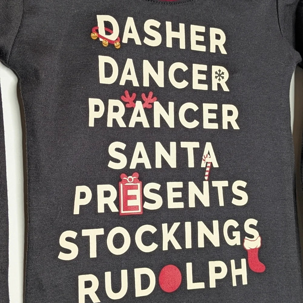 ✨3/$15 NWT PJ Place Black White Red Christmas Winter Santas Reindeer Shirt 4T